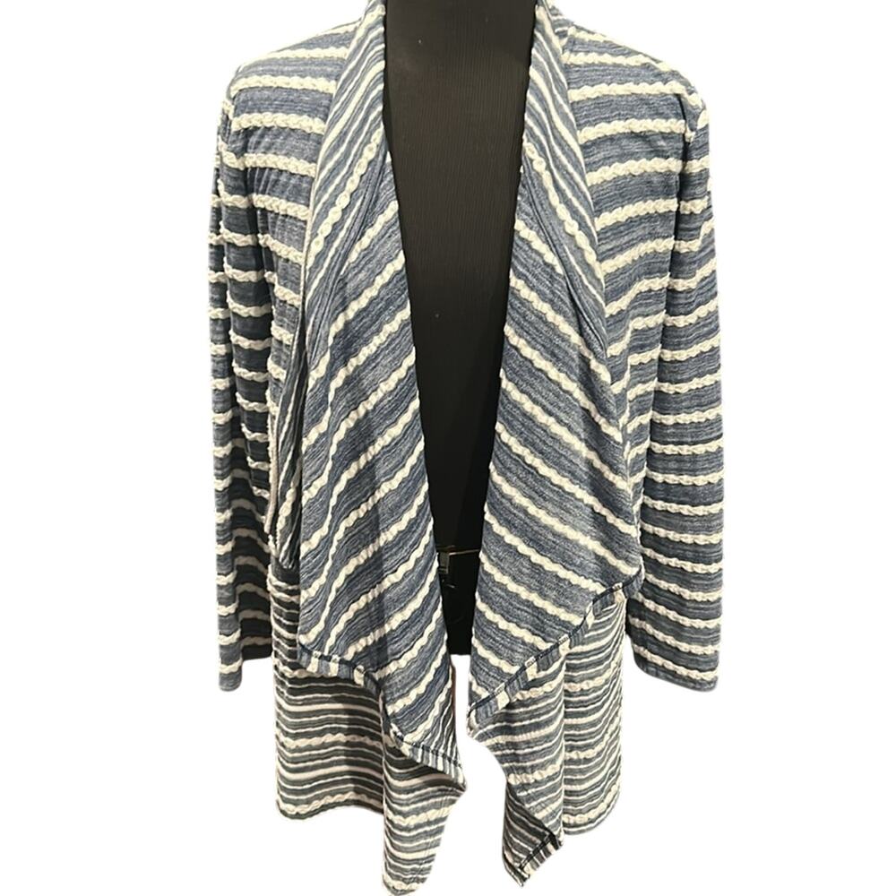 Chico’s Striped Cardigan & Tank Set Size M Coastal Grandma Minimalist - Picture 4 of 12